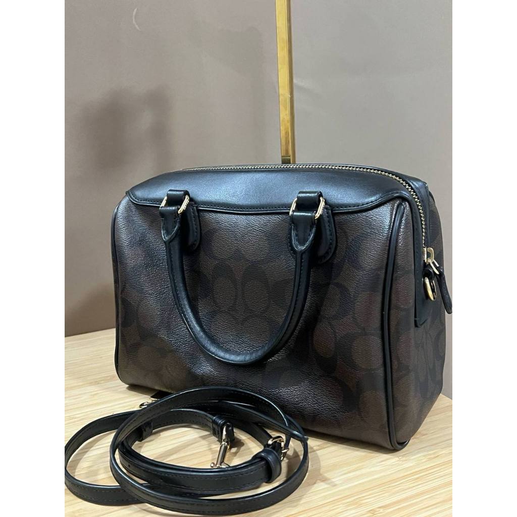 ORIG Preloved RARE CCH Mini Bennett Satchel In Signature Canvas Small Brown Bag