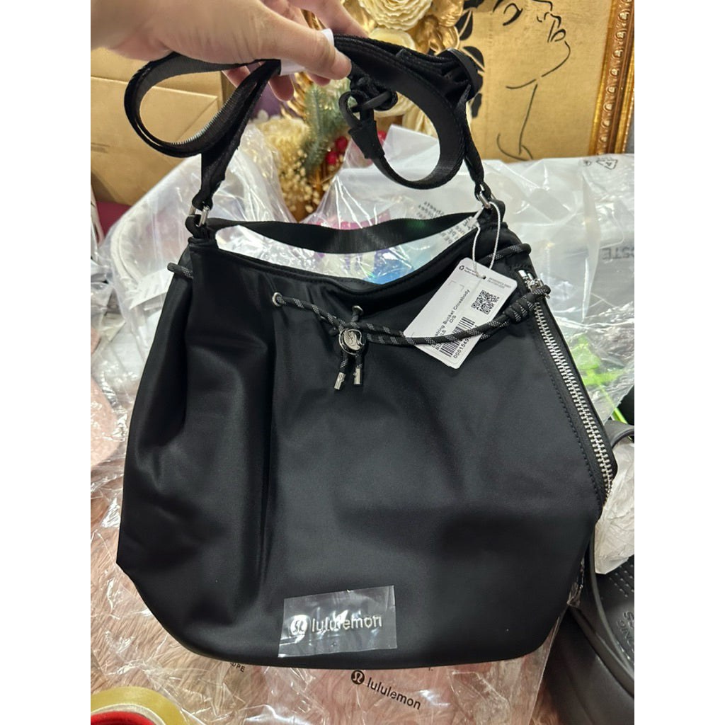 ORIG & IMPORTED LuluLemon Drawstring Bucket Crossbody Nylon Black Bag 5L