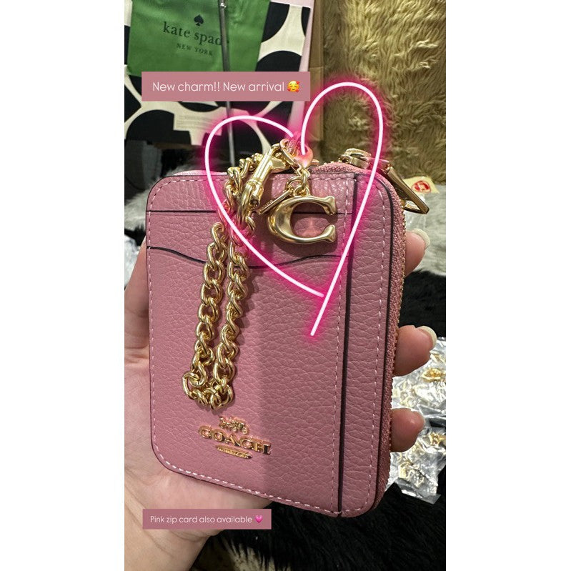 Orig Small Wallet Leather Gold Keychain / Bag Charms / Hangtag