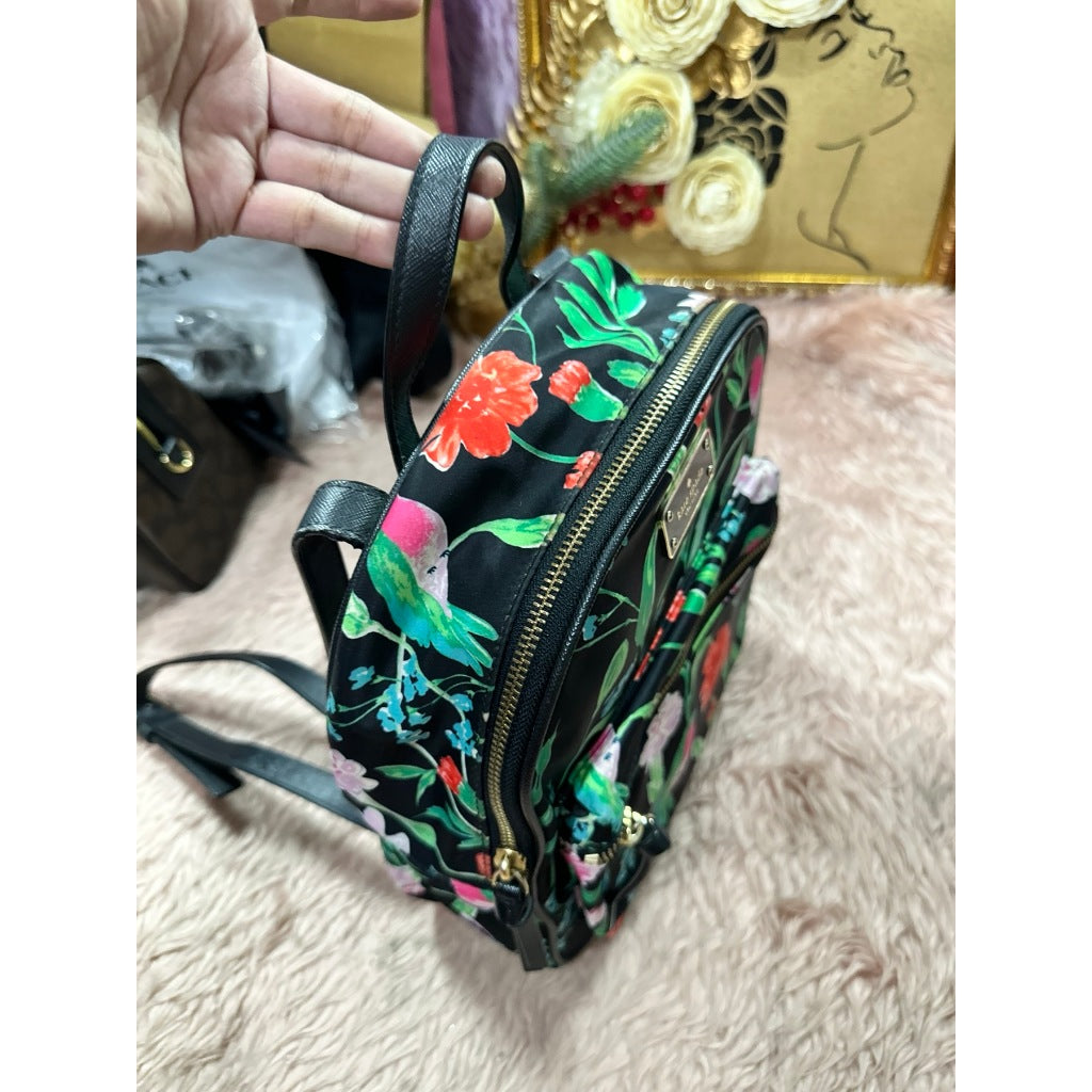ORIG Preloved KS Wilson Road Botanical Small Bradley Nylon Floral Green Backpack