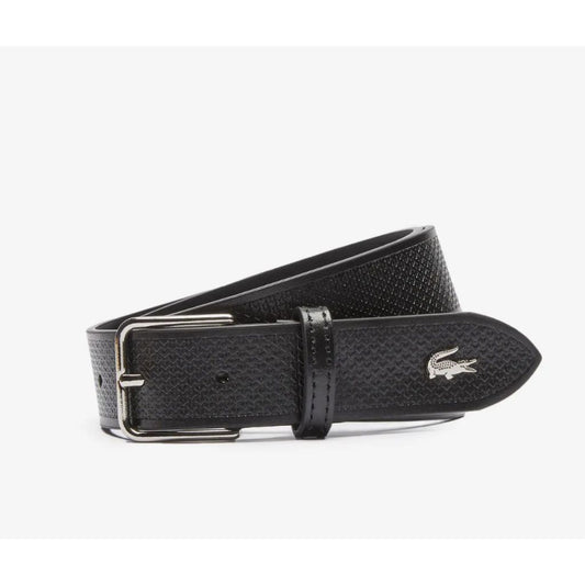 ORIG & IMPORTED LCT Metal Crocodile Stitched Leather Belt Black / Beige
