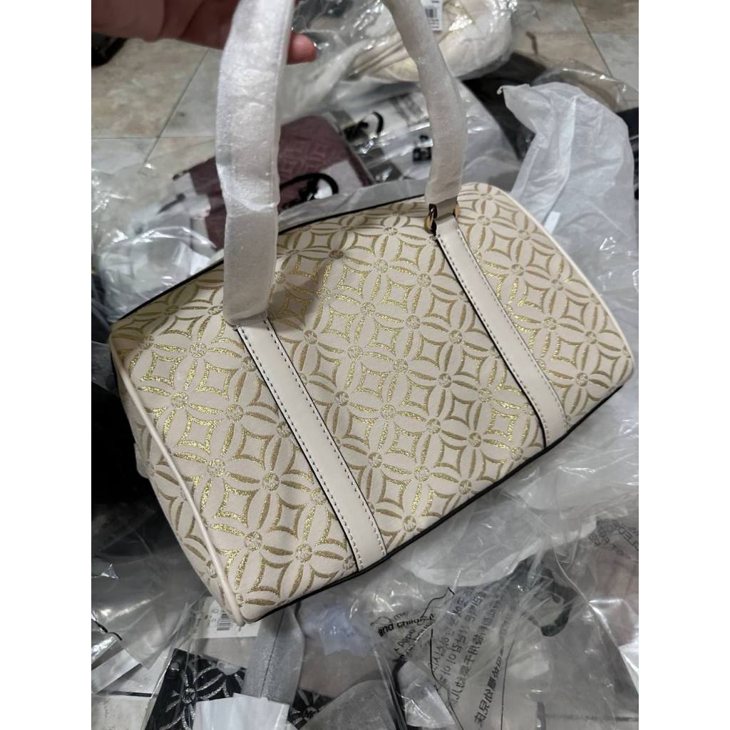 ORIG & IMPORTED MK Medium Duffle Satchel Bag Glitter Vanilla White