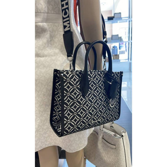 ORIG & IMPORTED MK Small Mirella Satchel Bag Graphic Logo Glitter Black