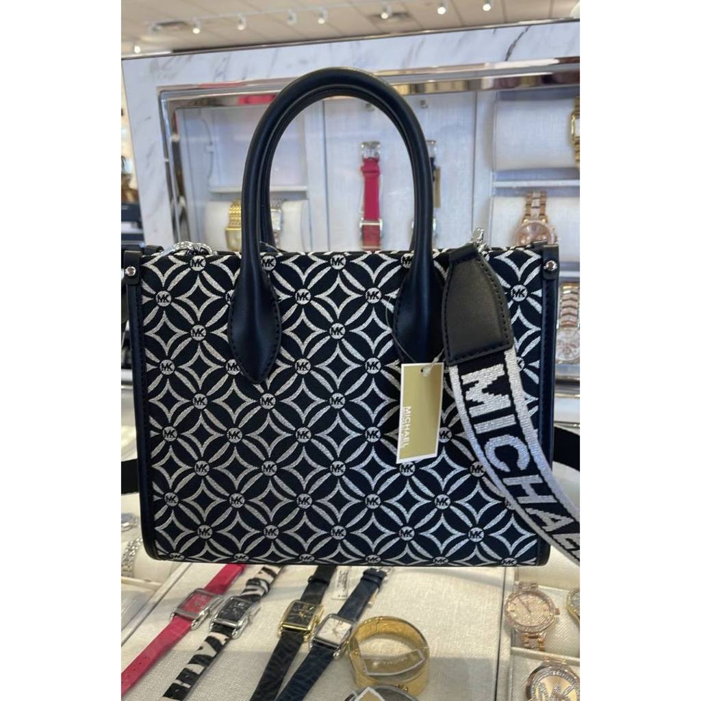 ORIG & IMPORTED MK Small Mirella Satchel Bag Graphic Logo Glitter Black