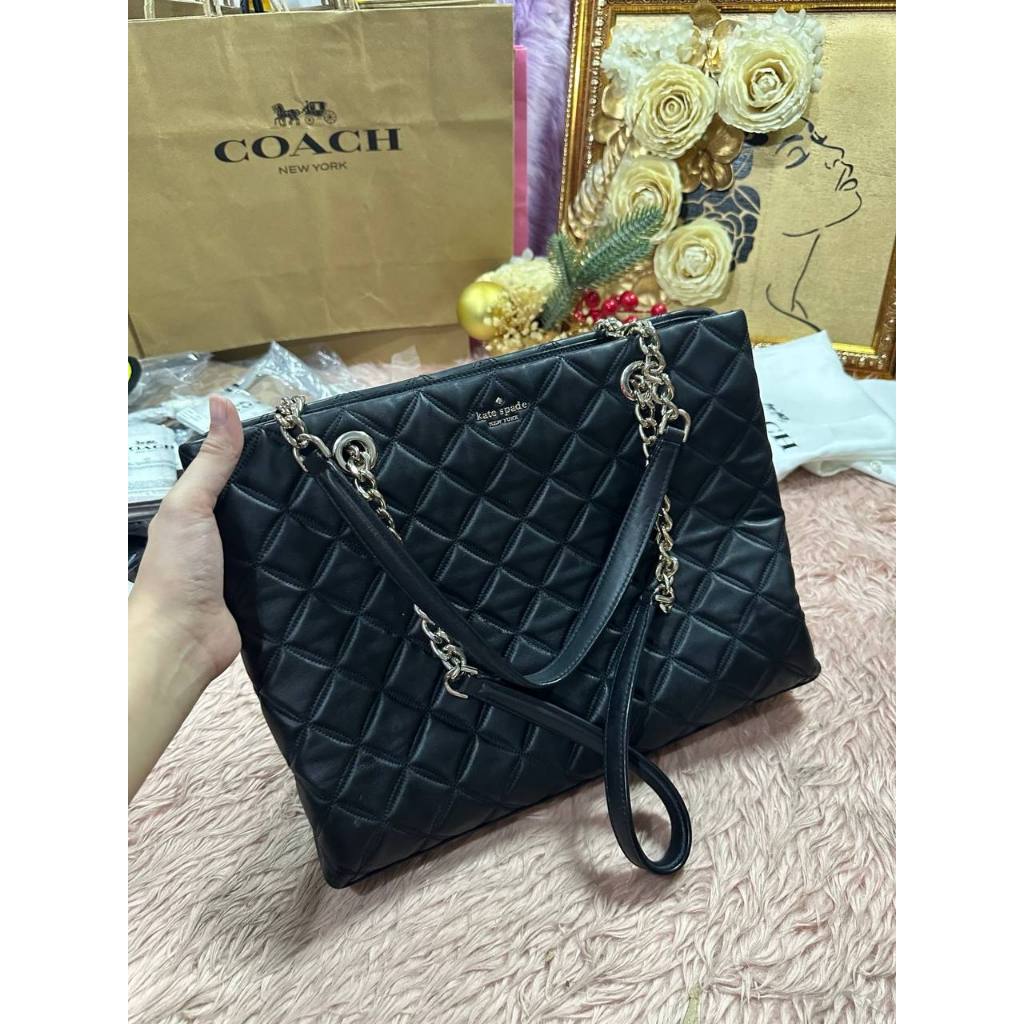 ORIG Preloved KS Large Natalia Quilted Tote Bag in Black