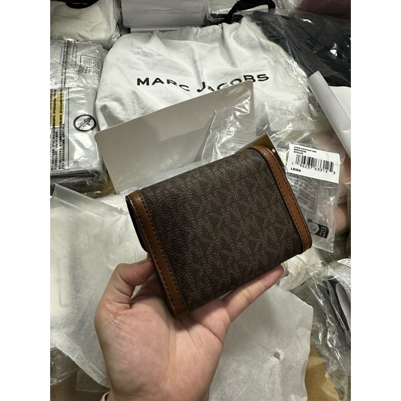 ORIG & IMPORTED MK Leida Carmen Medium Signature Logo Wallet Brown