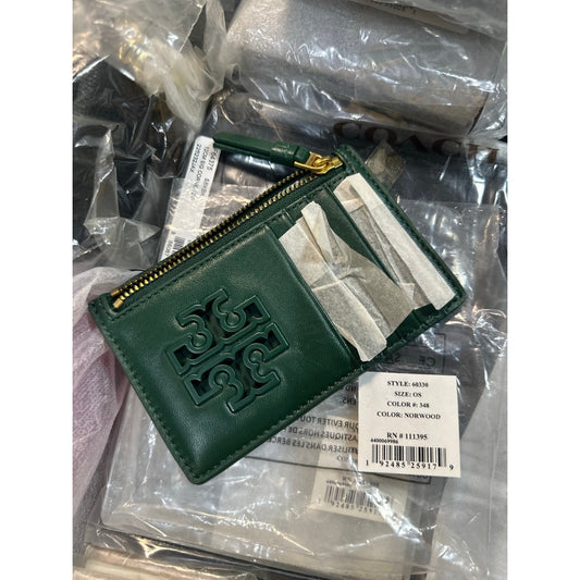 ORIG & IMPORTED TB Lily Zip Card Case Slim Wallet Green