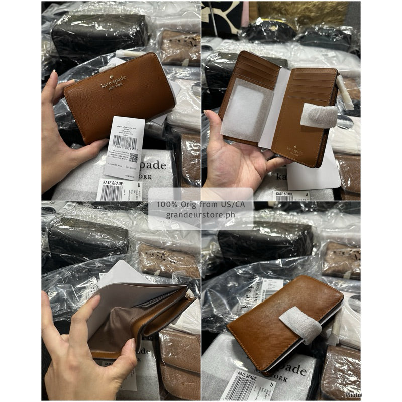 ORIG & IMPORTED KS Madison Staci Medium Compact Saffiano Bifold Wallet in BLACK BROWN
