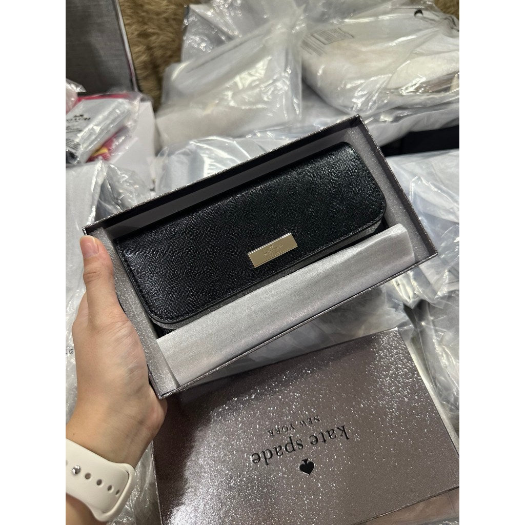 ORIG & IMPORTED KS Kenzie Boxed Glitter Medium Flap Wristlet Wallet Black Green