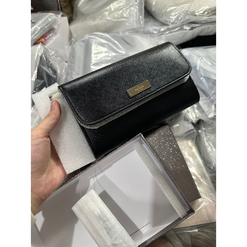 ORIG & IMPORTED KS Kenzie Boxed Glitter Medium Flap Wristlet Wallet Black Green