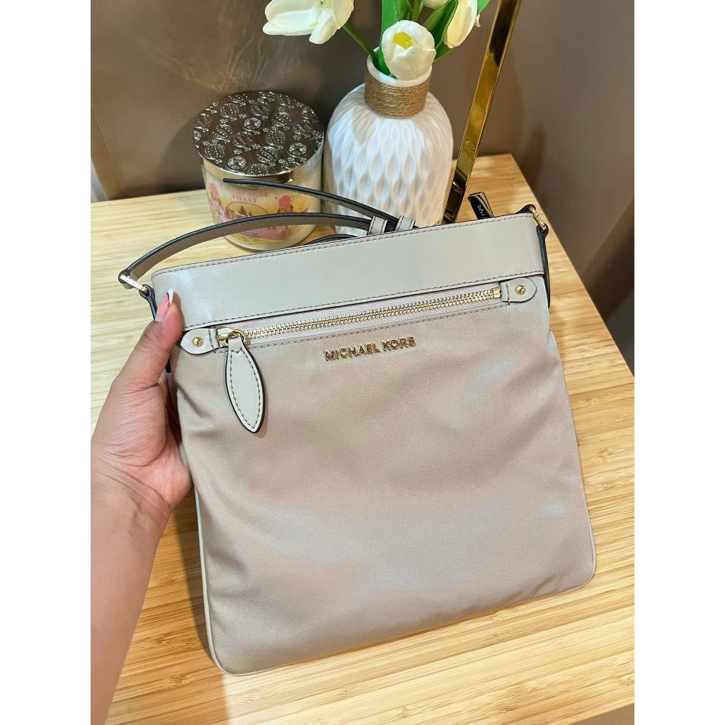 ORIG & IMPORTED MK connie nylon file crossbody slim bag beige