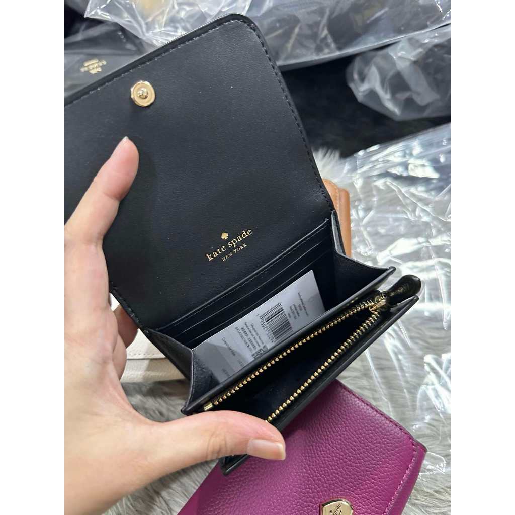 ORIG & IMPORTED KS Kayla Pebbled Leather Small L-Zip Wallet Brown White Black Pink