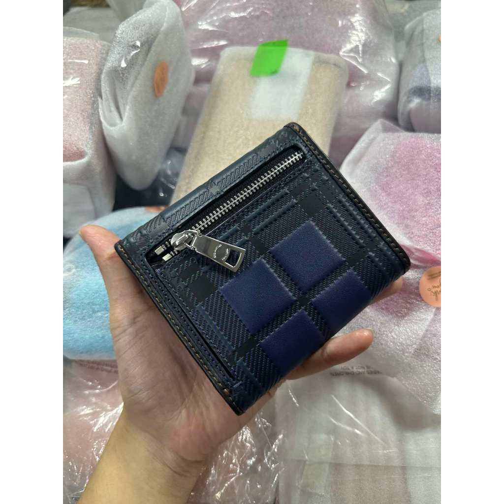 ORIG & IMPORTED CCH Retail Small Slim Bandit Wallet With Plaid Print Blue/Green