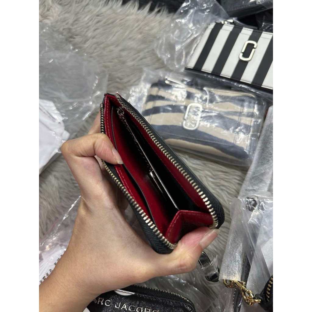 ORIG & IMPORTED MJ The Top Zip Multi Slim Card Wallet Black/Pink