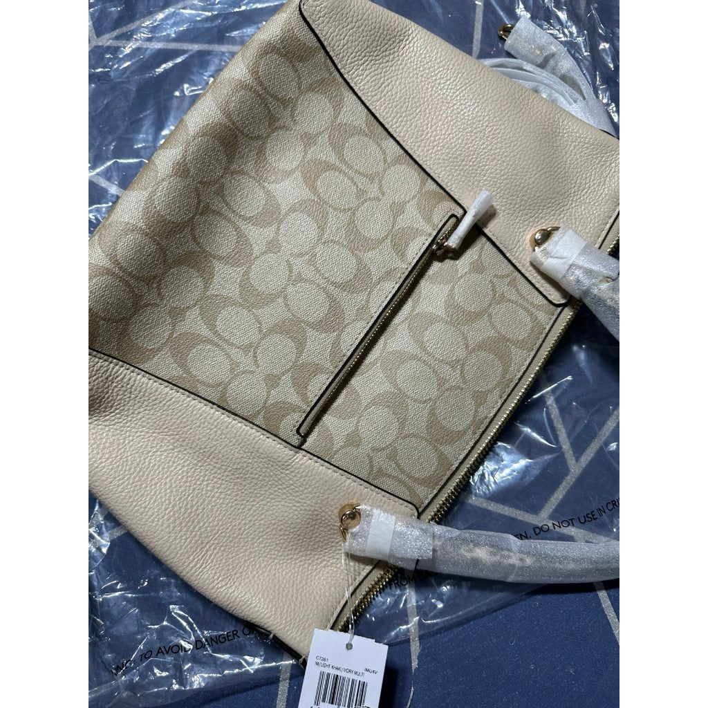 ORIG & IMPORTED CCH Kacey Satchel Bag In Colorblock Signature Canvas Khaki