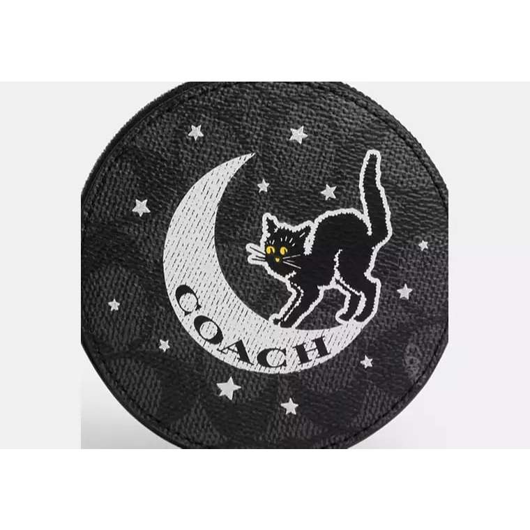 ORIG & IMPORTED CCH Coin Case In Signature Canvas With Cat Small Zip Around Black Wallet