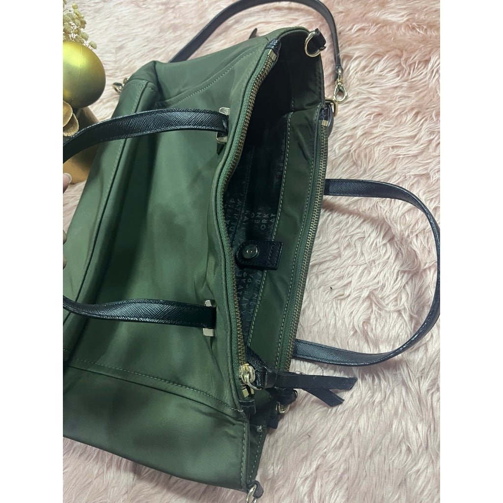 ORIG Preloved KS Dawn Medium Satchel Nylon Bag Olive Green