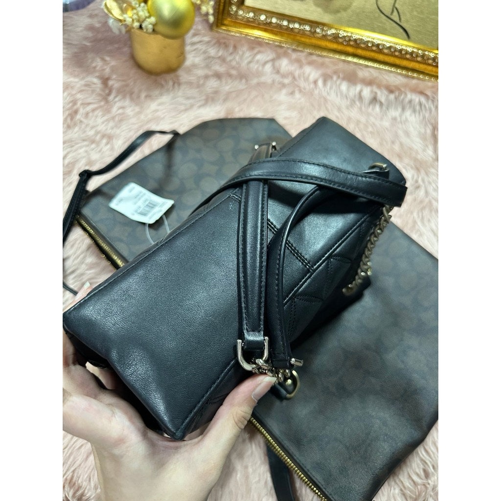 ORIG Preloved KS Natalia Smooth Quilted Medium Flap Black Bag
