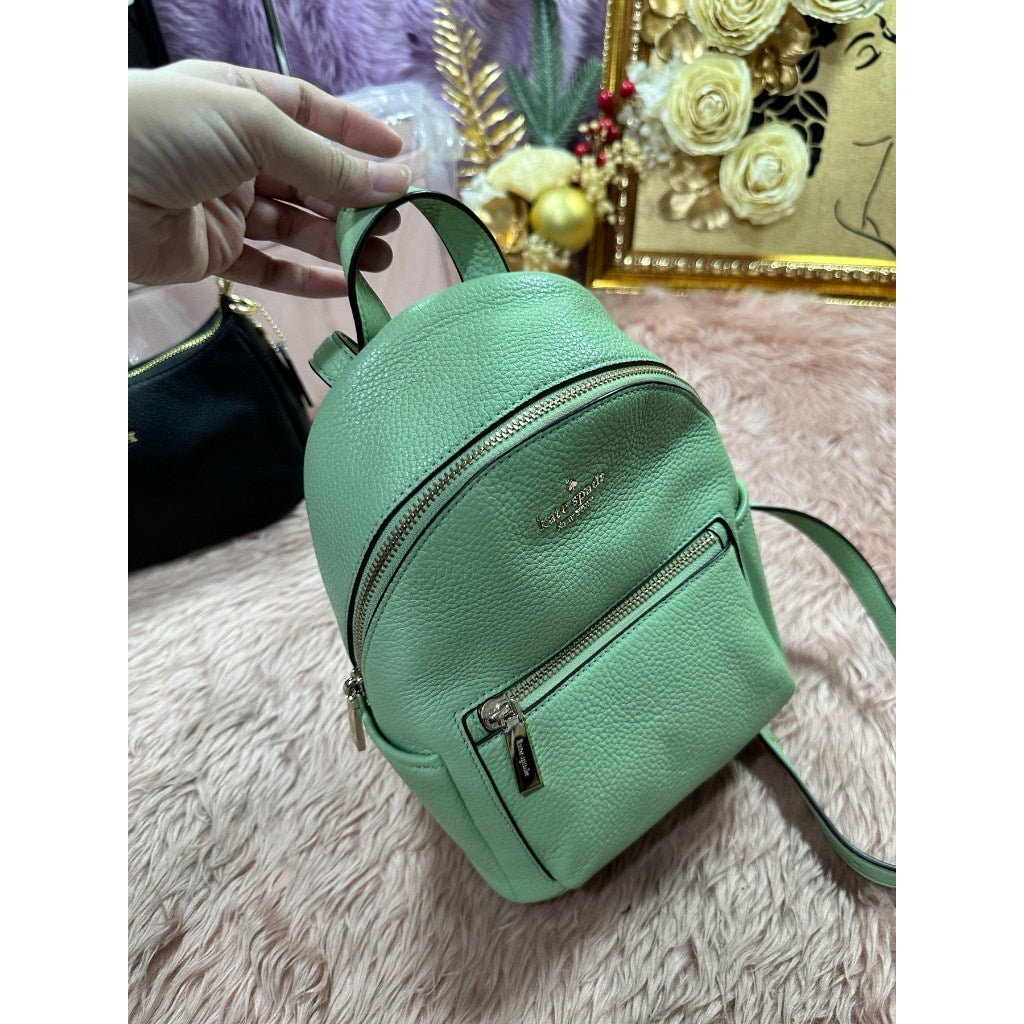 ORIG Preloved KS Leila Pebbled Leather Mini Dome Backpack Sage Bag