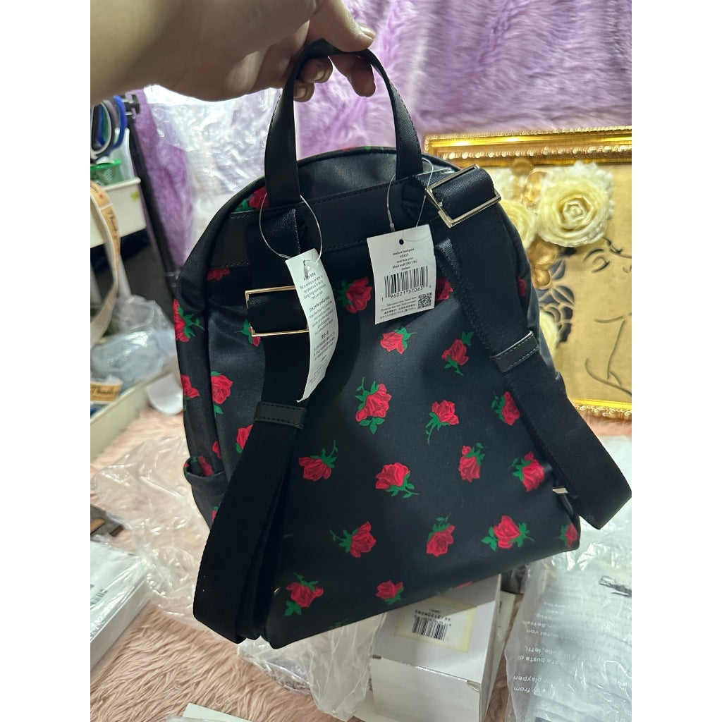 ORIG & IMPORTED KS Chelsea Medium Black Nylon Backpack Rose Toss