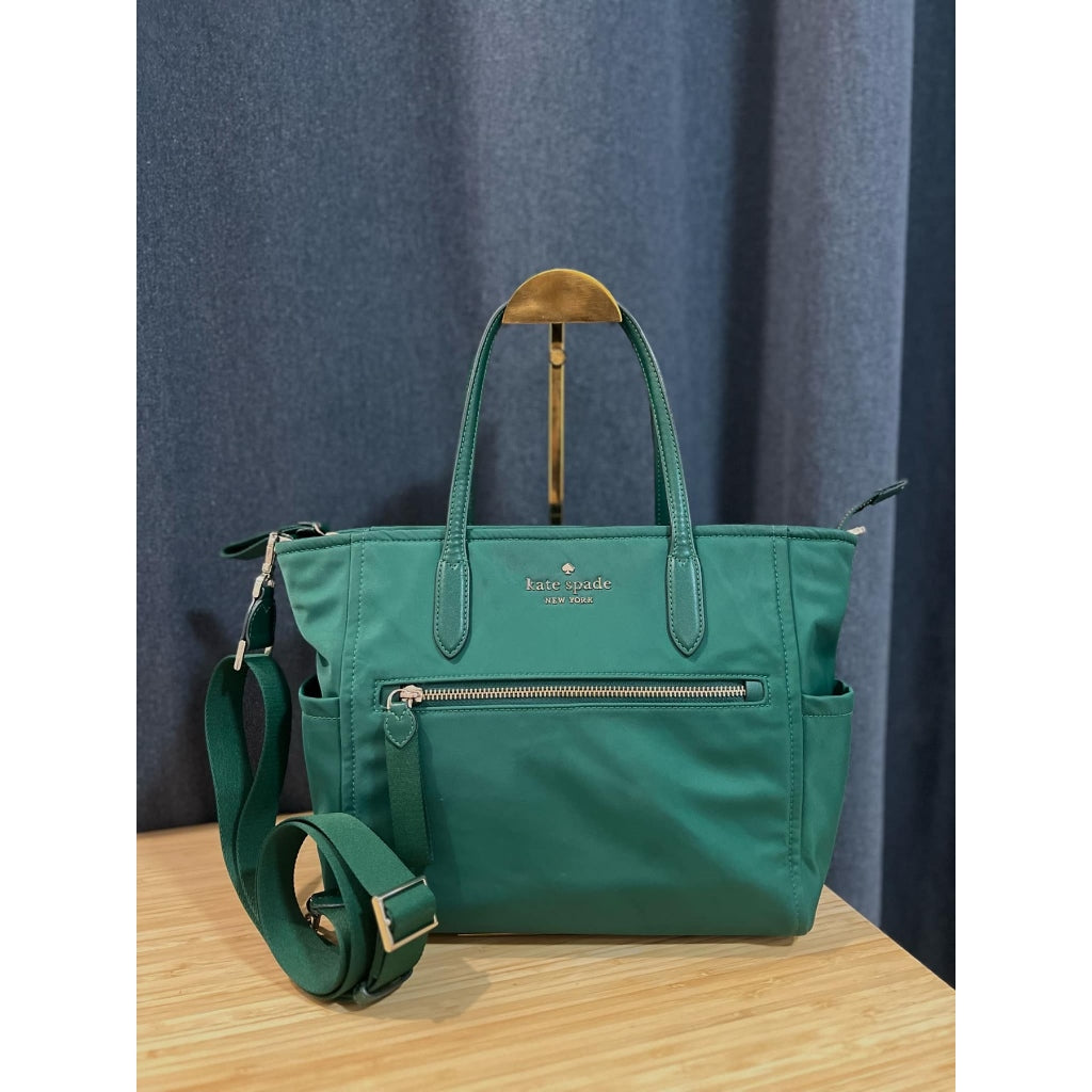 ORIG Preloved KS Chelsea Medium Satchel Nylon Bag Deep Jade Green