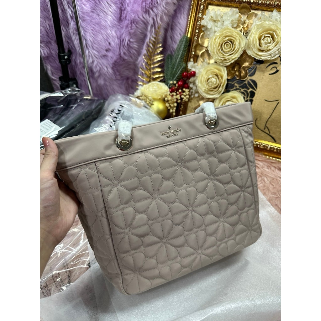 ORIG & IMPORTED KS Spade Flower Quilted Fabric Medium/Large Tote Cozy Grey Bag