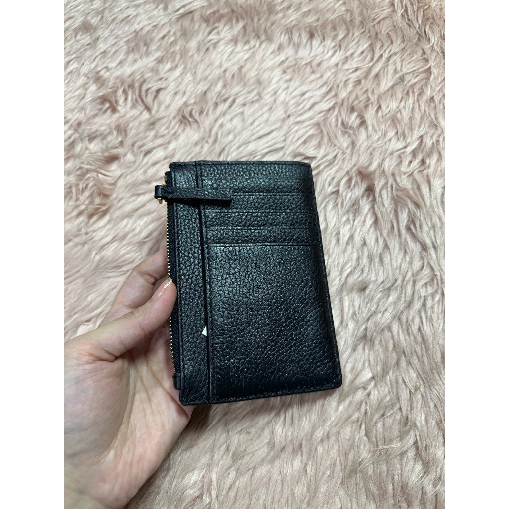 ORIG & IMPORTED Preloved TB britten Zip Card Case holder Slim Black Wallet