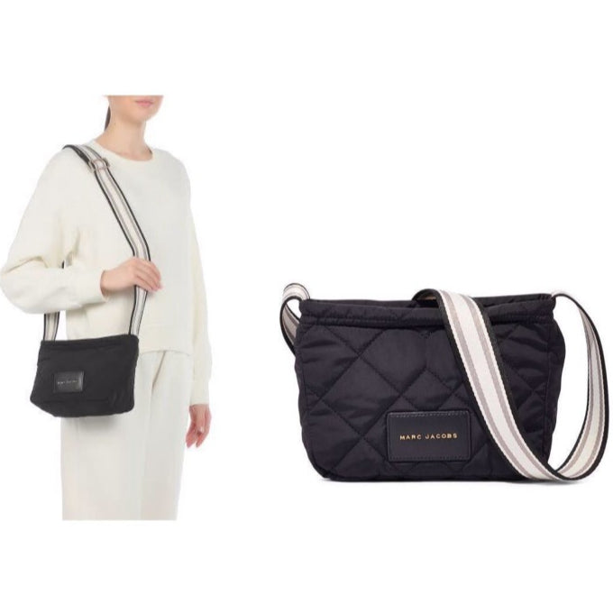 ORIG & IMPORTED Preloved MJ Quilted Fabric Messenger Nylon Crossbody Black Bag