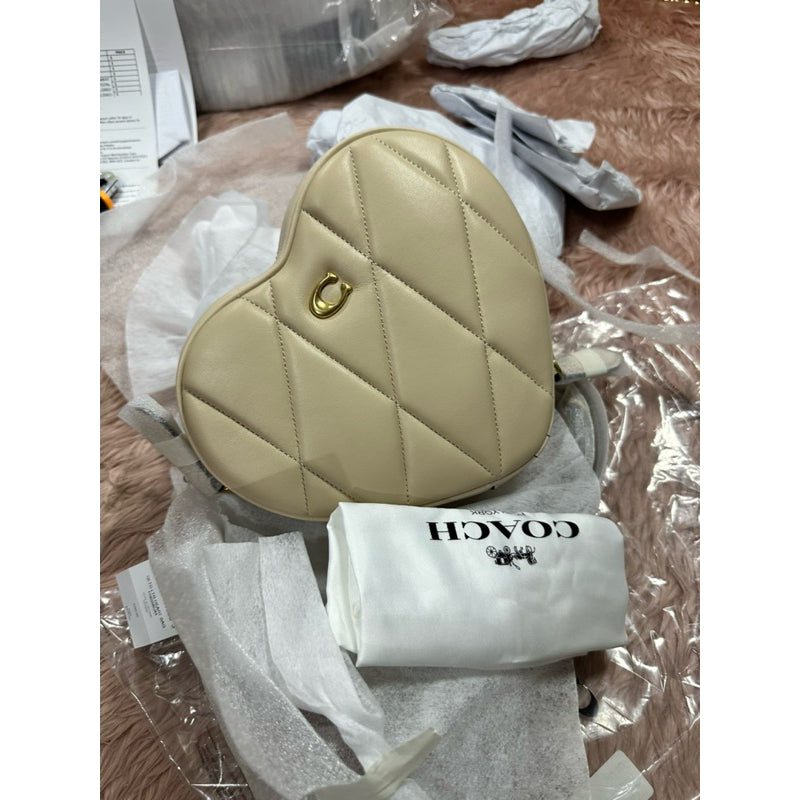 ORIG & IMPORTED CCH Retail Heart Crossbody Bag With Quilting Ivory White
