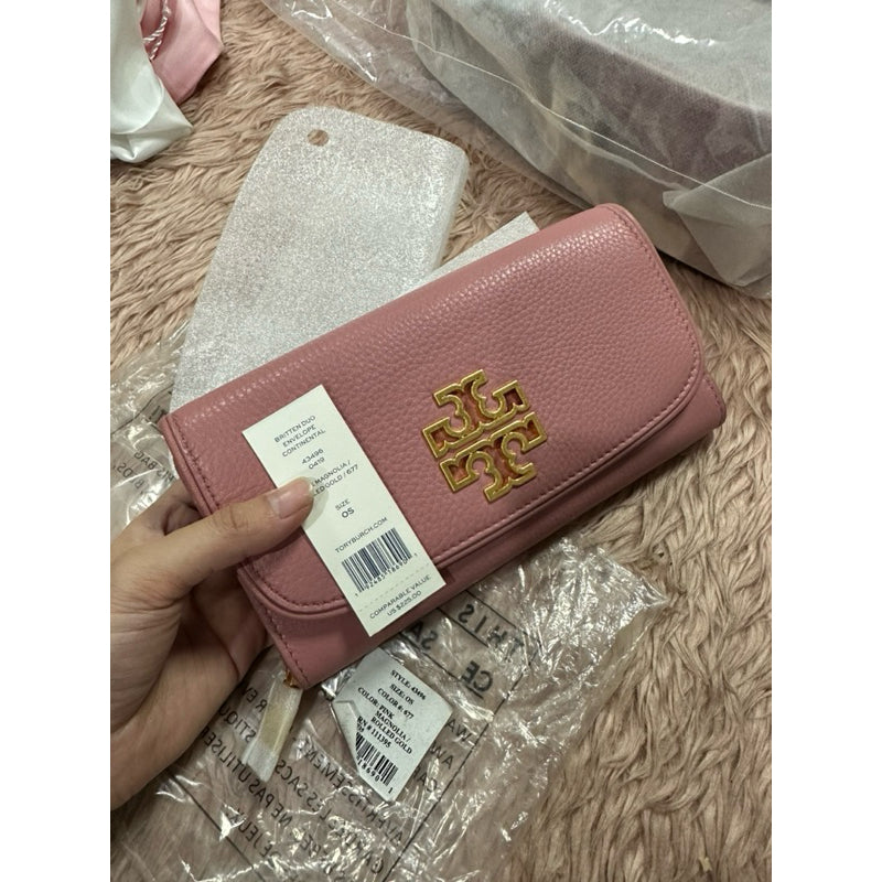ORIG & IMPORTED TB Pink Leather Britten Duo Continental Long Phone Wallet