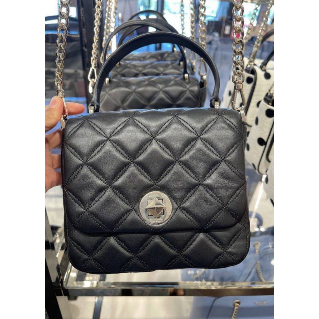 ORIG & IMPORTED KS Natalia Top Handle Square Quilted Black Bag