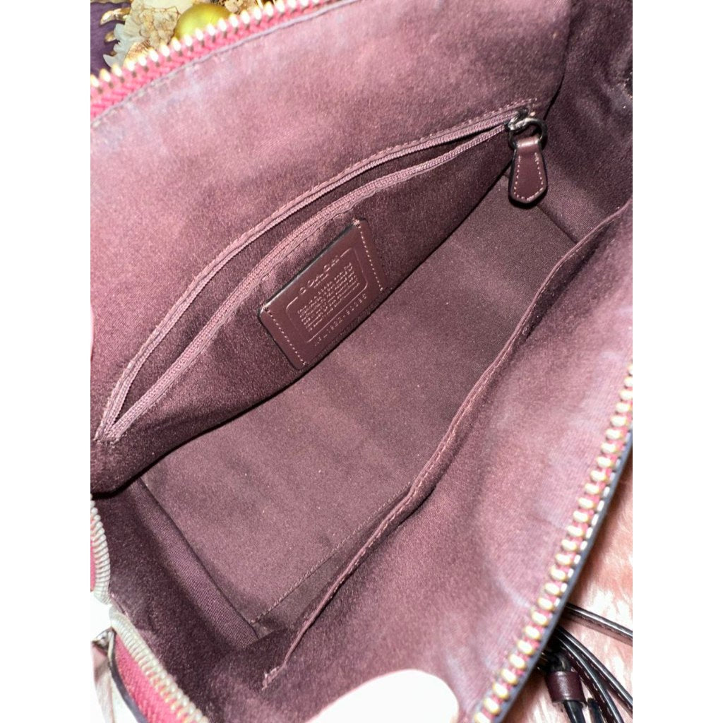 ORIG Preloved CCH Rowan Satchel Bag In Blocked Signature Canvas Pink Purple