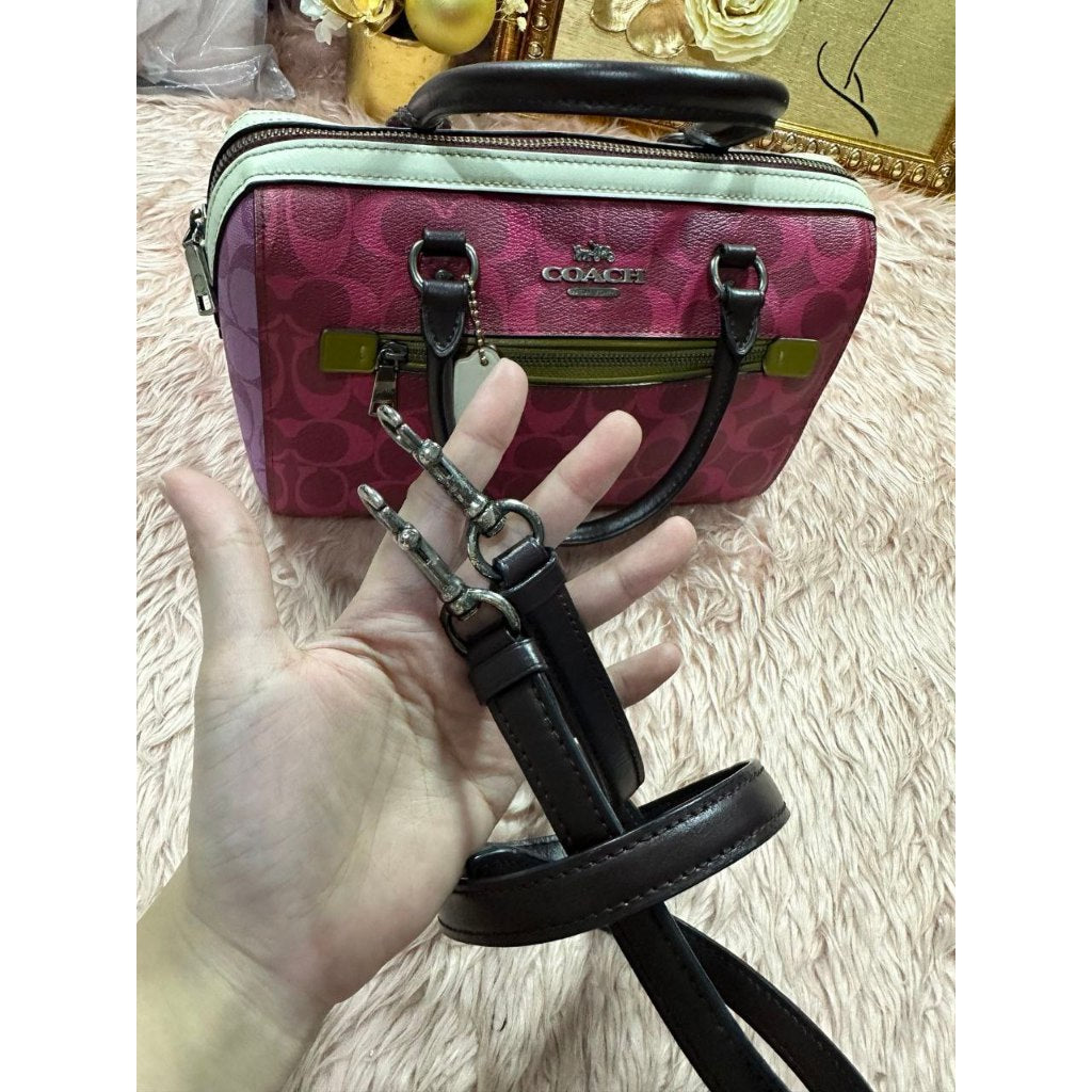 ORIG Preloved CCH Rowan Satchel Bag In Blocked Signature Canvas Pink Purple