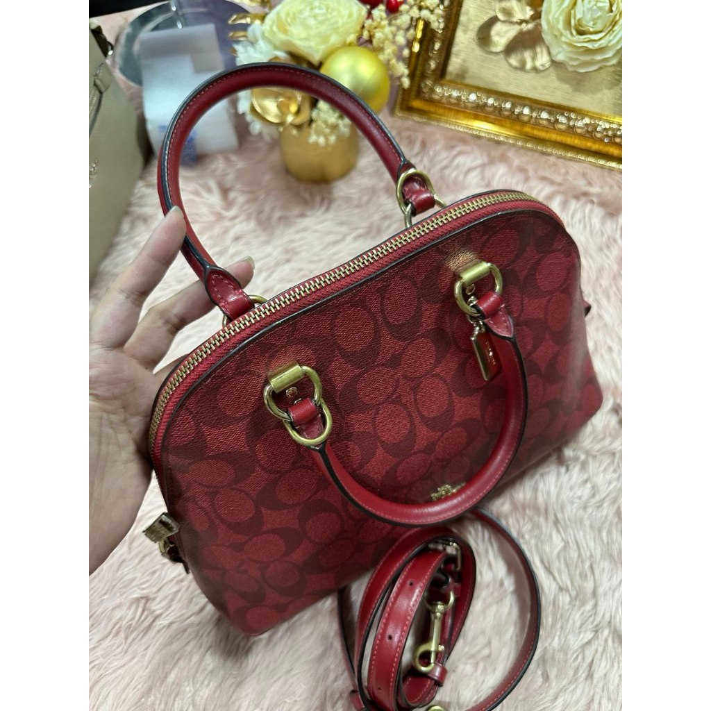 ORIG Preloved CCH Katy Satchel In Signature Canvas Red Bag
