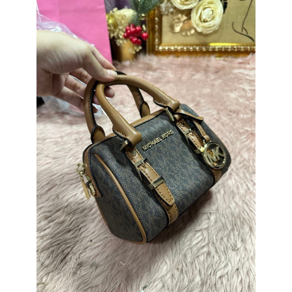 ORIG Preloved MK Bedford Legacy Extra-Small Duffle Crossbody Micro Brown Bag