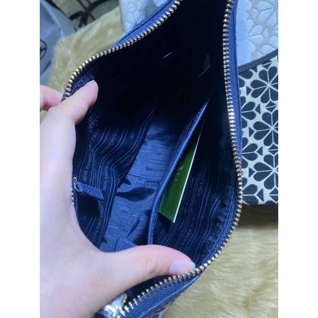 Retail KS Spade Flower Jacquard Stripe Sam Small Shoulder Bag - Blue
