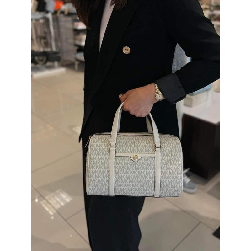 ORIG & IMPORTED MK Jet Set Travel Small Duffle Satchel Crossbody Bag in Vanilla White