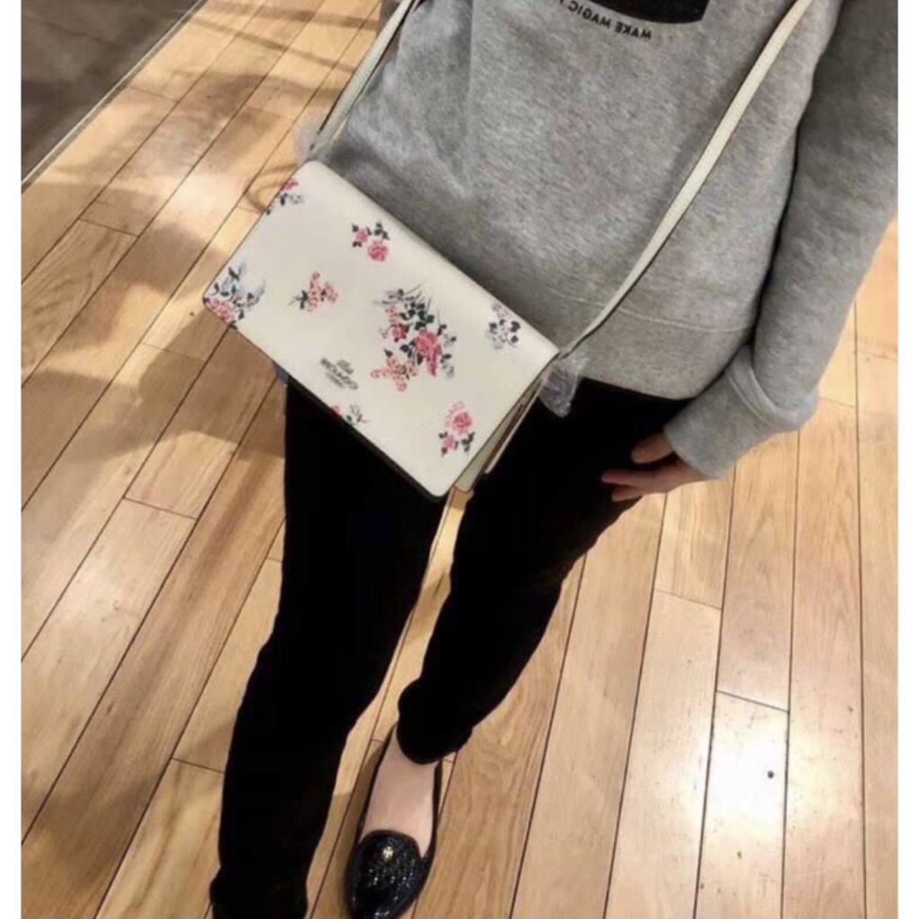 ORIG Preloved CCH Anna Foldover Crossbody Clutch Small White Bag Dandelion Floral Print