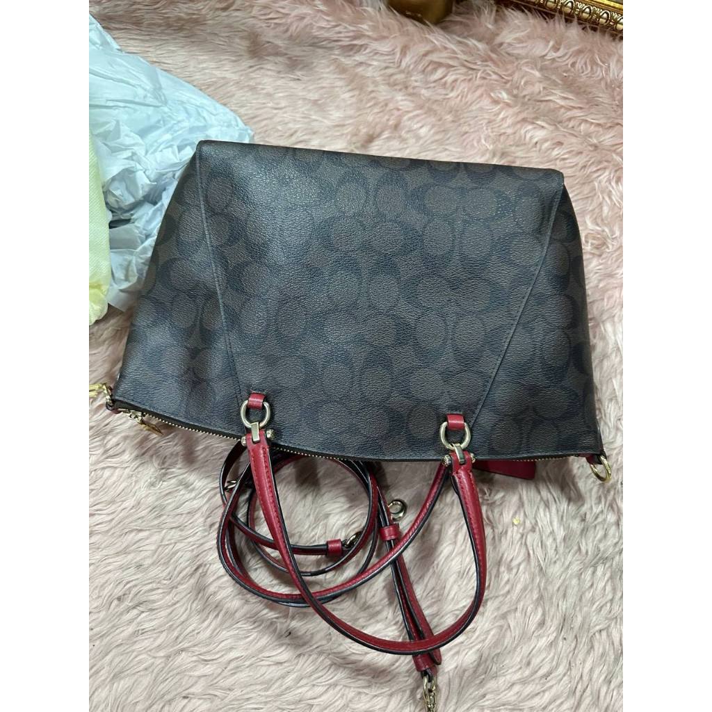 ORIG Preloved CCH Prairie Satchel In Signature Canvas Brown/Red Bag