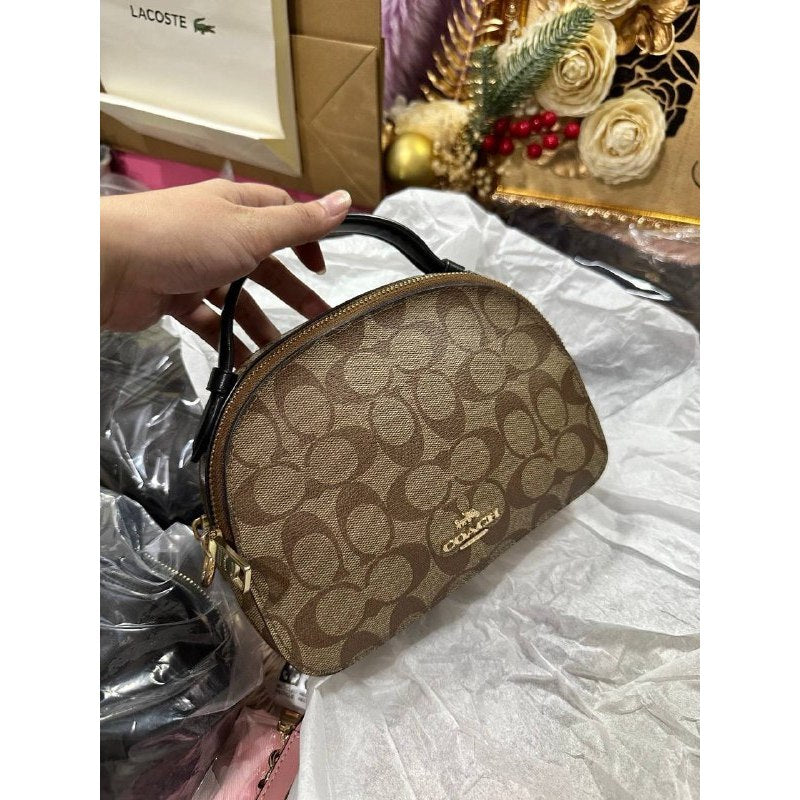 ORIG Preloved RARE CCH Serena Satchel In Signature Canvas Khaki Brown Small Bag