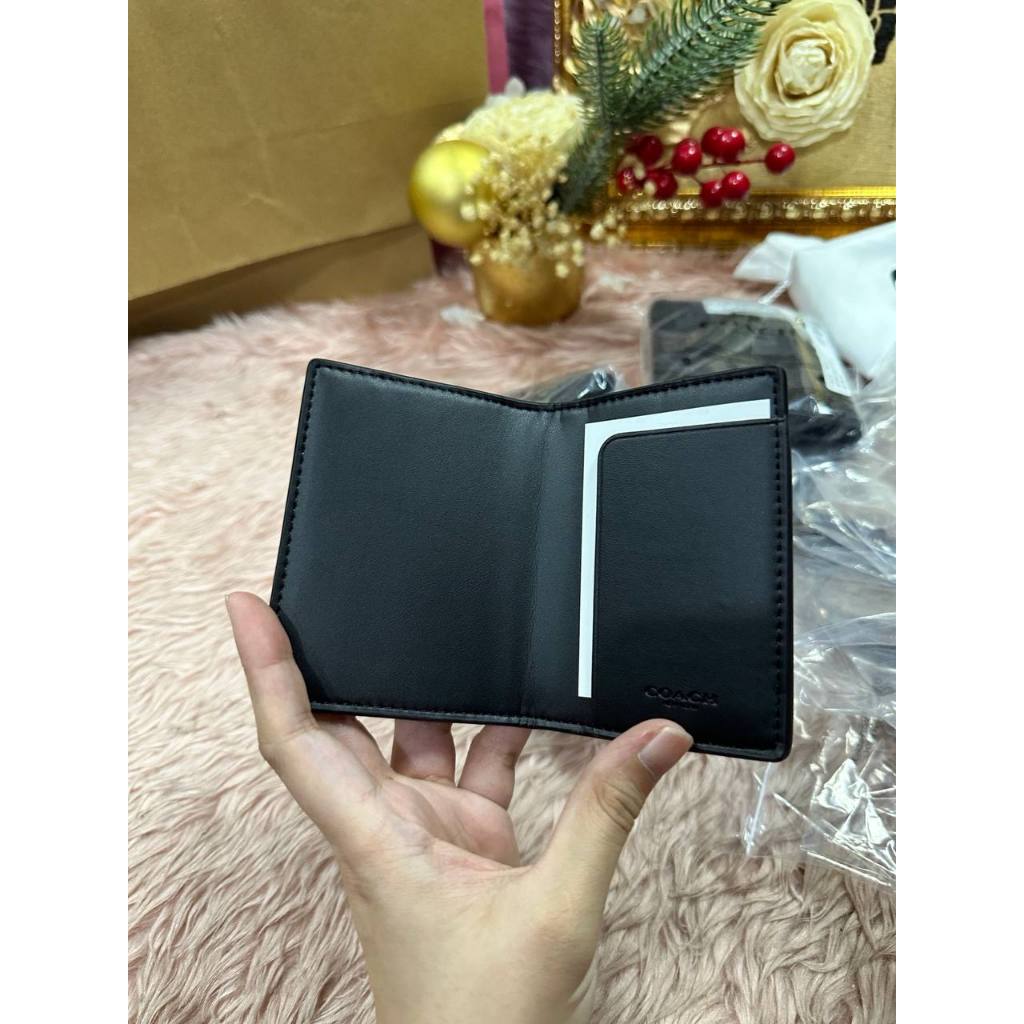 ORIG & IMPORTED CCH Magnetic Card Case in Signature Canvas Small Men Wallet Black