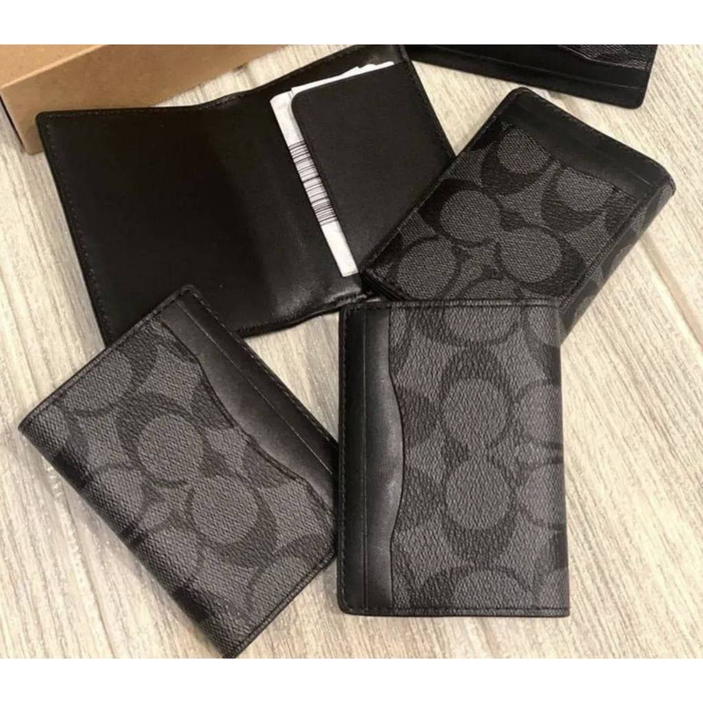ORIG & IMPORTED CCH Magnetic Card Case in Signature Canvas Small Men Wallet Black