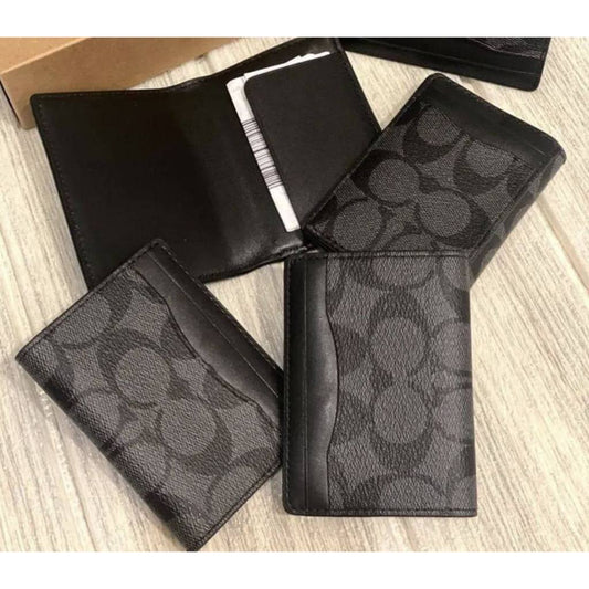 ORIG & IMPORTED CCH Magnetic Card Case in Signature Canvas Small Men Wallet Black
