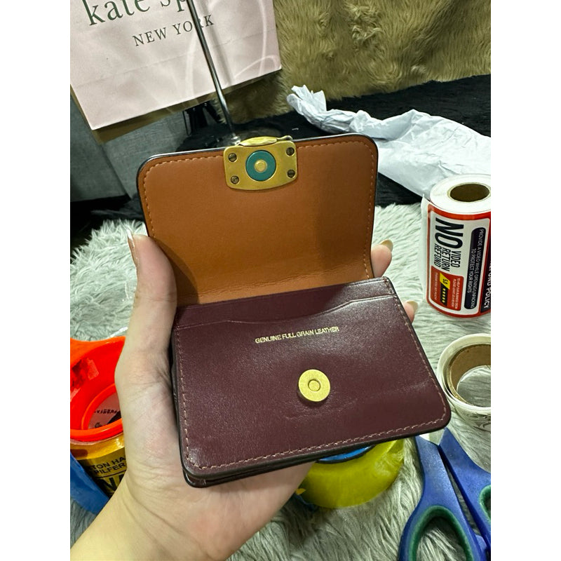 ORIGINAL & IMPORTED COACH Retail Bandit Card Case Small Flap Wallet in Brown and Green