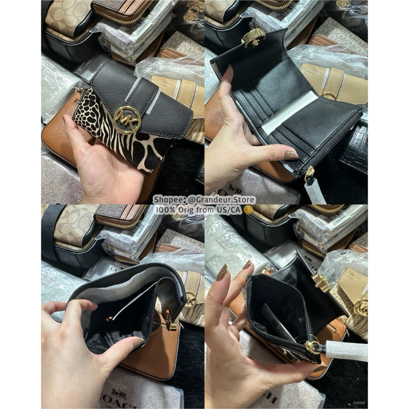 ORIG & IMPORTED MK Leida Carmen Medium Signature Logo Wallet Brown