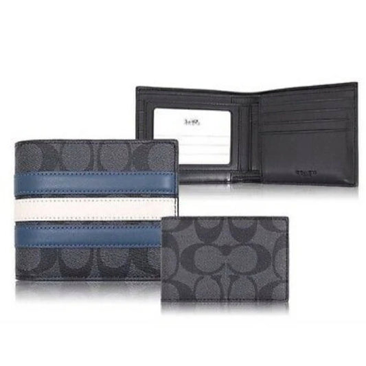 ORIG & IMPORTED CCH 3 In 1 Compact Men's Wallet In Signature Canvas With Varsity Stripe Denim