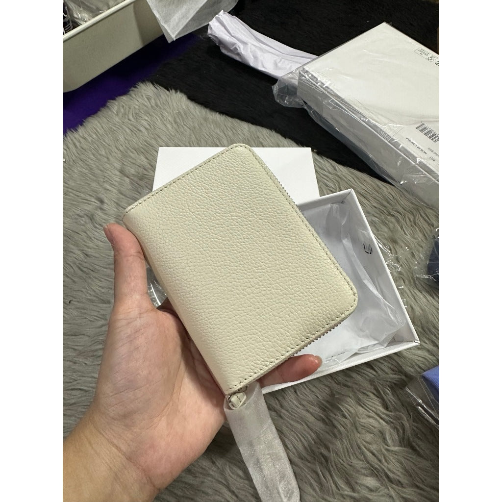 ORIG & IMPORTED LCT Women's Mini City Court Grain Leather Small Wallet Chalk White