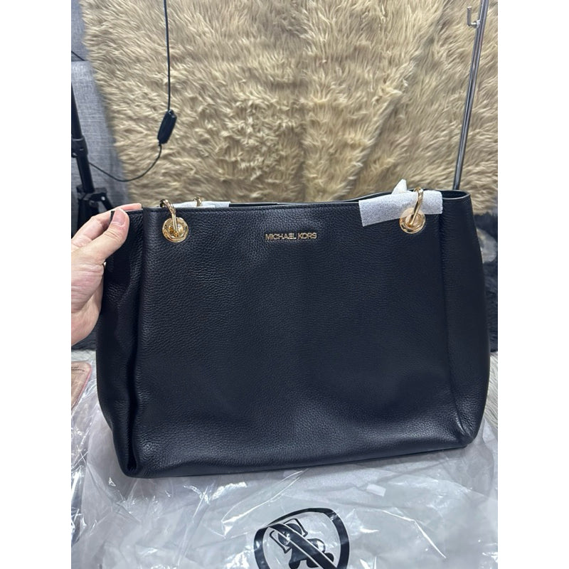 ORIG & IMPORTED MK Trisha Large Leather Shoulder Tote Bag Black Brown White