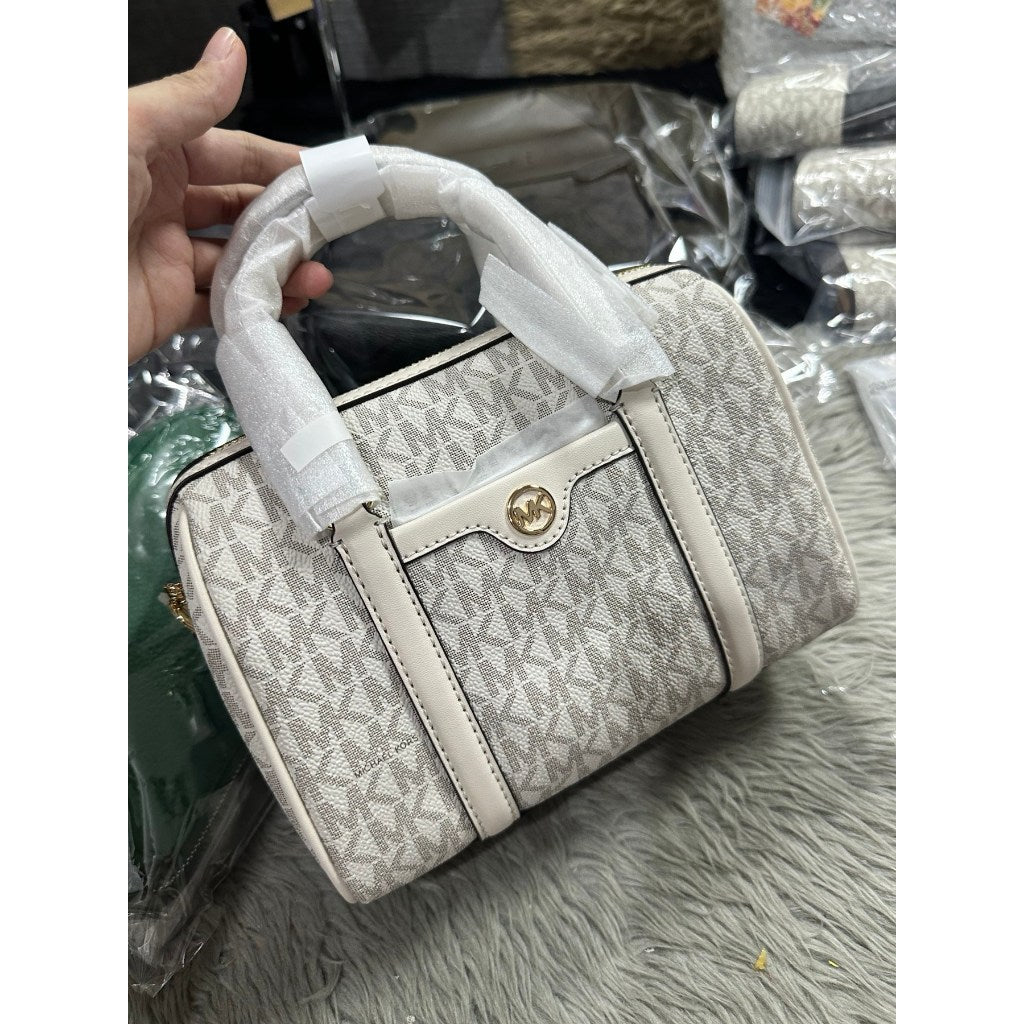 ORIG & IMPORTED MK Jet Set Travel Small Duffle Satchel Crossbody Bag in Vanilla White