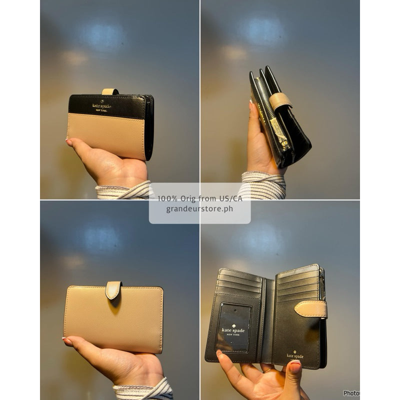 ORIG & IMPORTED KS Madison Staci Medium Compact Saffiano Bifold Wallet in BLACK BROWN